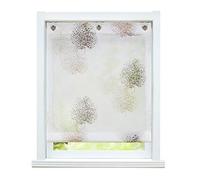 ESLIR - Tenda a pacchetto senza fori, con occhielli, trasparente, con ganci a U, moderna, colore bianco, stampa con alberi, 120 x 140 cm (larghezza x altezza), 1 pezzo