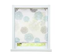 ESLIR Tenda a pacchetto senza fori, trasparente, con occhielli, con ganci a U, moderna, con motivo ad anello annuale, blu, 45 x 130 cm, 1 pezzo