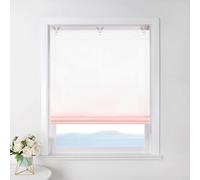 ESLIR - Tenda a pacchetto senza fori, trasparente, con occhielli e ganci, colore sfumato, stile moderno, 1 pezzo, colore: rosa, 45 x 130 cm (larghezza x altezza)
