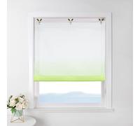 ESLIR - Tenda a pacchetto senza fori, trasparente, con occhielli e ganci, colore sfumato, stile moderno, 1 pezzo, colore: verde, 60 x 130 cm (larghezza x altezza)