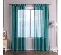 ESLIR Tende con passanti, tenda trasparente per finestra con passanti, voile, blu, L x A 140 x 245 cm, 1 pezzo