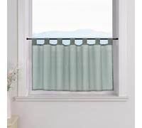 ESLIR Tendina con passanti, per cucina, bistrò, trasparente, tenda corta, in voile, grigio, 30 x 120 cm (A x L), 1 pezzo.