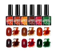 Esmalte De Uñas En Colores De Otoño - Set 6 Piezas 8 Ml - Pintura Resina Ámbar Con Brocha, Kit E Gel Elegante Para Mujeres, Adolescentes, Escenario, Fiesta, Viaje Y Uso Diario