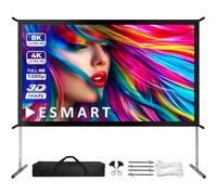 ESMART Professionale MIMOBI Schermo per proiettore a telaio pieghevole 319 x 179 cm (144") 16:9 | Proiettore home cinema schermo di proiezione telaio in alluminio per esterni LCD LED