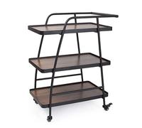 esmen 3-Tier Bar Cart Wine with Lockable Wheels, Business Serving & Meal Storage Table for Home Hotel(Walnut)