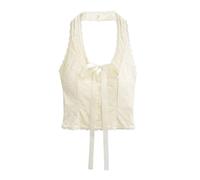 esmen Canotta con Scollo all'Americana a U e Top Strato Base Imbottito in Jacquard in Pizzo Fiocco for Donna(Apricot,M)
