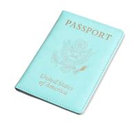 esmen Custodia for passaporto statunitense ispessita in PU, portapassaporto multifunzione, porta carte vaccinali, borsa for, mini custodia for(Cyan-blue)