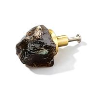 esmen Maniglie per cassetti in Cristallo Naturale e Ottone, Maniglie per Ante di Armadio, ferramenta per mobili, cassettiera, Mobile scarpiere, Ornamento, 3-5 cm(Bruin)