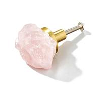 esmen Maniglie per cassetti in Cristallo Naturale e Ottone, Maniglie per Ante di Armadio, ferramenta per mobili, cassettiera, Mobile scarpiere, Ornamento, 3-5 cm(Roze)