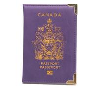 esmen Passoport Cover Porta Passaporto Canadese Piede In Rame Angolo In Metallo Passaporto Libro Sottile Viaggio Passaporto Copertura In Pelle Porta Biglietti Custodia per Passaporto, Viola