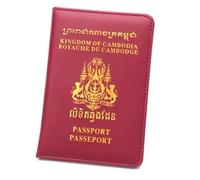esmen Passoport Cover Sud-Est Asiatico Cambogia Porta Passaporto Custodia Protettiva Custodia in Pelle Custodia per Libro del Passaporto Pacchetto Ultra Sottile Custodia per Passaporto, Rosso