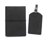 esmen Passoport - Custodia per passaporto, in pelle, con cinturino in gomma, per passaporto, libro, carta d'identità, organizer per passaporto, custodia per passaporto, Nero