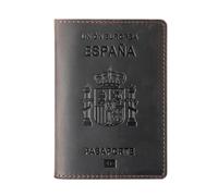 esmen Passoport - Custodia per passaporto spagnolo, porta documenti, in pelle bovina, stile retrò, porta carte di credito, set di libri e passaporti, Caff