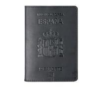 esmen Passoport - Custodia per passaporto spagnolo, porta documenti, in pelle bovina, stile retrò, porta carte di credito, set di libri e passaporti, Nero