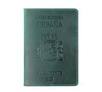 esmen Passoport - Custodia per passaporto spagnolo, porta documenti, in pelle bovina, stile retrò, porta carte di credito, set di libri e passaporti, Verde