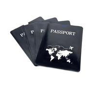 esmen Passoport - Custodia protettiva per passaporto, in alluminio, anti-magnetica, 4 pezzi, per bambini e adolescenti, Nero , 13.6*10.5cm