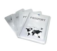 esmen Passoport - Custodia protettiva per passaporto, in alluminio, anti-magnetica, 4 pezzi, per bambini e adolescenti, Argento, 13.6*10.5cm
