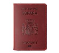 esmen Portapassaporto spagnolo Portadocumenti Portafoglio retrò in pelle di mucca Porta carte d'imbarco Set libretto passaporto(Rot)