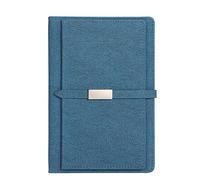 esmen Quaderno da ufficio A5 con fibbia lunga in metallo, 200 pagine, design slot for schede multiple, riunioni retrò, diario degli studenti(Blauw)