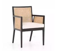 esmen Rattan Dining Chairs with Full Cane Backrest, Wooden Leisure Accent Chair for Living Room Dining Room Garden