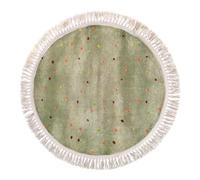 esmen Round Tassel Boho Area Rug Thick Plush Floor Mat for Bedroom Bedside Living Room Study Reading Area Home Decor(Groen,120CM)