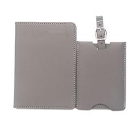 esmen Set di etichette for bagagli portapassaporto in pelle senza motivo, portabiglietti, custodia leggera for documenti da viaggio(Gris)