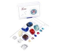 esmen Set di Pietre grezze Cristallo Naturale per i 12 segni zodiacali, Tutorial Standard DIY Minerale, Scatola PP, 1 Set (Ariete a Scorpione)(Leo)