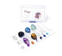 esmen Set di Pietre grezze Cristallo Naturale per i 12 segni zodiacali, Tutorial Standard DIY Minerale, Scatola PP, 1 Set (Ariete a Scorpione)(Virgo)