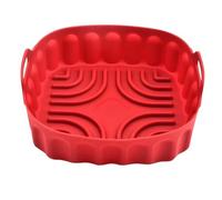 esmen Set di vassoi in silicone for friggitrice ad aria, pentola rotonda riutilizzabile e tappetino da forno, accessori for pentole quadrate antiaderenti facili pulire(Rot,L)