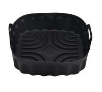 esmen Set di vassoi in silicone for friggitrice ad aria, pentola rotonda riutilizzabile e tappetino da forno, accessori for pentole quadrate antiaderenti facili pulire(Svart,L)