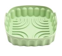 esmen Set di vassoi in silicone for friggitrice ad aria, pentola rotonda riutilizzabile e tappetino da forno, accessori for pentole quadrate antiaderenti facili pulire(Groen,L)
