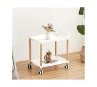 esmen Tavolino mobile a 2 livelli, carrello portaoggetti in plastica for divano e tavolino da caffè for riporre i pasti(Wit,46 * 33 * 52cm)