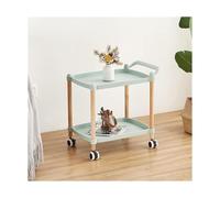 esmen Tavolino mobile a 2 livelli, carrello portaoggetti in plastica for divano e tavolino da caffè for riporre i pasti(Blauw,46 * 33 * 52cm)