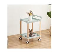 esmen Tavolino mobile a 2 livelli, carrello portaoggetti in plastica for divano e tavolino da caffè for riporre i pasti(Blauw,33 * 33 * 51cm)