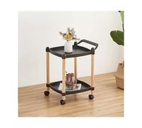 esmen Tavolino mobile a 2 livelli, carrello portaoggetti in plastica for divano e tavolino da caffè for riporre i pasti(Svart,33 * 33 * 51cm)