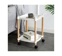 esmen Tavolino mobile a 2 livelli, carrello portaoggetti in plastica for divano e tavolino da caffè for riporre i pasti(Wit,33 * 33 * 51cm)