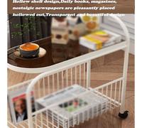 esmen Tavolino mobile a 2 livelli con ruote, carrello porta snack in ferro battuto for riporre oggetti sul divano in ufficio e in casa(Wit)