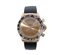 esmen UAE Cassa dell'orologio da 39 mm per movimento VK63, PVD oro rosa con cristallo zaffiro blu e cinturino in gomma nera, set di strumenti e kit di riparazione da uomo