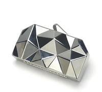 ESMENATZLS Borsa da donna Estate Nuova moda europea e americana diamante borse in metallo borsa a tracolla catena piccola borsa quadrata, Argento, One Size