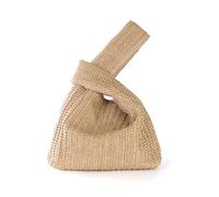 ESMENATZLS Borsa di paglia per le donne Crochet Beach Tote borsa tessuta femminile del partito di cerimonia nuziale, Oro, One Size