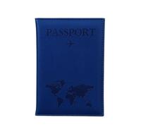 ESMENATZLS Custodia per passaporto con mappa del mondo, stampa a caldo, semplice aereo, per donne e uomini, regalo di nozze alla moda, Blu scuro., Taglia unica