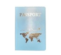 ESMENATZLS Custodia per passaporto con mappa del mondo, stampa a caldo, semplice aereo, per donne e uomini, regalo di nozze alla moda, B Blu, Taglia unica