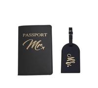 ESMENATZLS Custodia per passaporto da viaggio in pelle sintetica con stampa a lettere per bagagli, valigie, ID e indirizzo, etichetta per imbarco bagagli, F, Taglia unica