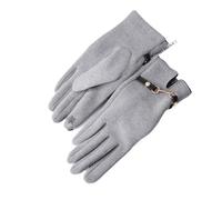 ESMENATZLS Guanti invernali da donna in pile con tecnologia touch screen e catena in pile, con personalità alla moda, morbidi, ad alta elasticità (grigio)