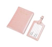 ESMENATZLS Lettere personalizzate Viaggio Copertura Passaporto Tag Set Saffiano PU Pelle Ticket Passaporto Porta Passaporto Moda Viaggio Accessori Set, Rosa, One size