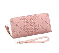 ESMENATZLS Portamonete con cerniera portamonete da donna porta carte lungo portafoglio in pelle PU grande capacità Lady Wristlet borse per telefono tasca per soldi, rosa, Taglia unica