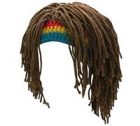 ESMENATZLS Rasta parrucca Beanie Caps per uomo fatto a mano uncinetto inverno caldo cappello Gorros Halloween vacanze regali di compleanno divertente festa passamontagna, Caff, Taglia unica