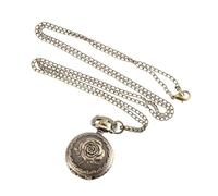 ESMENATZLS Vintage Pocket Piccolo Orologio Steampunk Quarzo con Catena Hollow Cuore Cover Collana Bronzo Colore Lega Orologio Uomo Regalo, Rosa, misura unica