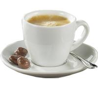 Esmeyer Bistro - Set da 6 Tazze da Espresso 0,10 l, con piattini Forma Bistro - Bianco Manico a Forma Rotonda, Altezza 5,8 cm, Diametro 11,5 cm