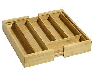Esmeyer Simon - Scatola per Posate variabile Simon in Legno di bambù, Adatto a Tutti i cassetti in Commercio, allungabile da ca. 28,5 a ca. 35,0 cm